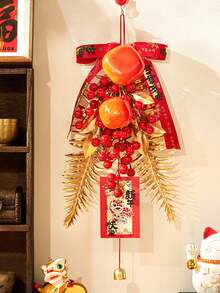 1pc 2026 New Year Auspicious Fruit Pendant, Chinese New Year Porch Pendant, Spring Festival New Year Kitchen Cabinet Decor, Window Wall Front Door Decor, Small Christmas Wreath - Compact Christmas Wreath For Indoor Use, Fireplace Window Farmhouse Indoor Home Decor New Year Room Decoration - Multicolor - View 7