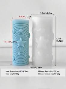 Sun And Moon Relief Cylindrical Candle Making Mold - Featuring Retro Moon And Star Design, Reusable Silicone For Artistic Candles, DIY Home Decoration, Spiritual Gifts, Wax And Resin Crafts With Heat Resistance - 白色 - 查看 14