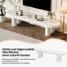 Modern TV Stand And Cloud-Shaped Coffee Table Set – White TV Stand With Rounded Edges (For 65-Inch TVs) And Artistic Cloud-Shaped Side Table