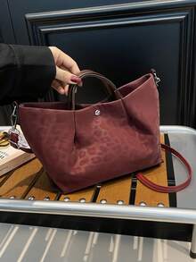 Large Capacity Commuter Dumpling Shaped Bag, Fashionable Personalized INS Leopard Print Shoulder/Underarm Bag - Multicolor - View 4