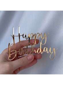 1 件/3 件/6 件/12 件金色亚克力创意生日快乐蛋糕装饰适用于生日派对 DIY 蛋糕甜点烘焙装饰用品（不含皇冠） - 彩色 - 查看 9