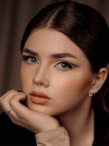 低过敏性双色医用不锈钢鼻环耳环套装 - 提供 6/8/10/12 毫米四种尺寸，适用于鼻部、唇部和耳软骨穿孔。非常适合女性日常佩戴，促进伤口愈合，专为新穿孔设计。无针设计减少刺激，即使睡觉时佩戴也舒适。 - 圓-如圖所示 - 查看 10