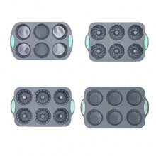 6-Cavity Grey Silicone Cake Mold, DIY Handmade Soap Mold, Pumpkin Cup, Chocolate Cookie, Donut, Dessert Baking Mold - Grey - View 5