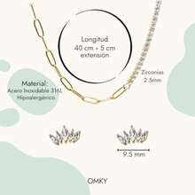 Omky Set de Joyería para Mujer - Juego de Collar y Aretes Acero Inoxidable Chapa Oro 18k Zirconia - Regalo para Mujer(default) - Multicolor - Ver 3