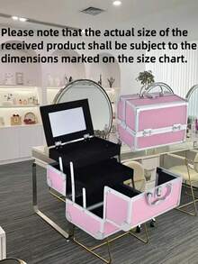 1pc Portable Makeup Bag With Mirror, Professional Makeup Tools, Large Capacity Waterproof Multifunctional Travel Cosmetic Organizer - Multicolor - View 8