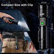 Poslani 最强LED手电筒，高流明可充电，200000流明超亮USB手电筒，高功率手持手电筒，适用于紧急情况、露营、钓鱼、徒步旅行，也是馈赠佳品。 - 黑色 - 查看 5