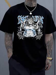 Die Energiegeladene Figur Mit Sternförmiger Augenmaske Und Blitzen Beschwört Kraft Und Entschlossenheit Lässiges Herren Tshirt Im Urbanen Stil Mit Einem Einzigartigen Design Für Mutige Auftritte - Schwarz - Übersicht 1