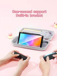 Cute Pink Floral Pattern Compatible Accessories Set For Switch2 (2025)/Switch NS/Switch OLED, Including Game Console Protective Case/Controller Cover/Storage Bag, TPU Soft Shell, Stylish & Practical, Portable Stand, Shockproof, Scratch-Resistant, Anti-Fouling, Fashionable & Romantic Gift - Multicolor - View 8