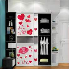 9pcs Valentine's Day Window Stickers, Large Heart Shaped Window Decals For Valentine's Day Party Supplies, Wedding Anniversary Accessories