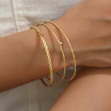 4 件套简约优雅复古圆形镂空花卉图案手链套装，百搭夏季度假时尚女士配饰 - 金色 - 查看 7