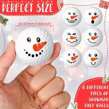 6pcs Christmas Snowman Golf Balls - Fun Design, White Rubber Golf Balls With Red Nose And Black Eyes, Great For Holiday Gifts, Home Decor And Practice, Golf Accessories, Amusing Design, Durable Structure - 6 - View 7