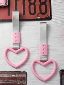 1Pc Rings Heart Shaped Car Handle Straps Drift Charm Rear Bumper Warning Ring Decor Subway Bus Broken Heart Handle For Car Interior - Multicolor - View 5