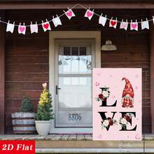 Bandera de jardín del Día de San Valentín de 12*18 pulgadas de doble cara para exteriores con corazón rústico vertical, estilo granja, decoración estacional festiva para el patio - Rojo - Ver 5