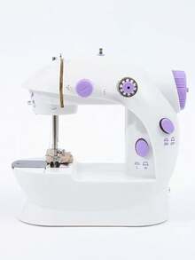 Máquina de coser eléctrica de tamaño pequeño, con función de doble velocidad, para utilizar dos hilos simultáneamente. Compacta y ligera, ideal para uso doméstico. Una opción perfecta para principiantes. Adecuada para trabajos manuales y reparaciones. - Blanco - Ver 8