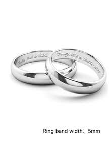 1pc Custom Stainless Steel Laser Engraved English Name Numerals Ring, Warm And Unique Accessory Jewelry, Light Luxury Of Men And Women's Jewelry Accessories, A Surprise Gift For Your Loved Ones, Family And Friends - Multicolor - View 3