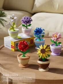 Bloques de construcción con encanto de flores de las cuatro estaciones, flores de bloques de construcción realistas de material ABS, tema de flores, decoración de mesa, juguetes creativos de bloques de construcción, regalos románticos del Día de San Valentín, múltiples colores, regalos para amigos, novios y novias, regalos del Día de San Valentín, regalos del Día de la Madre, adecuados para cumpleaños, Halloween, Acción de Gracias, Navidad. - Flores de las cuatro estaciones - Ver 3