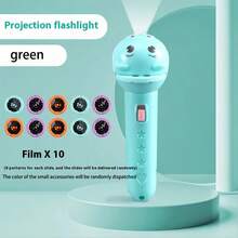 3岁以上儿童适用40/80图案塑料投影手电筒，可爱随机图案投影灯，适合家庭使用，3-10岁男孩女孩玩具及礼物（粉色、绿色、黄色），学习用品，儿童玩具，礼品，含电池，小心小零件