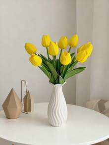 1 szt./2 szt. Sztuczne kwiaty tulipanów w kolorze żółtym, realistyczne, idealne do wiosennej dekoracji domu, nowoczesnego pokoju w stylu nordyckim, biurka, prezentu na walentynki, dekoracji wielkanocnej, centralnego elementu weselnego, prezentu urodzinowego, dekoracji domu, salonu/sypialni, sztucznych roślin, pokoju, biurka, dekoracji ogrodu, dekoracji pokoju, walentynek, prezentów urodzinowych i ukończenia szkoły - Żółty - Zobacz 3