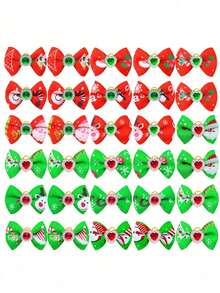 10件经典圣诞红绿宠物头饰，迷你可爱宠物毛发装饰配件，圣诞狗狗配饰，适合长毛猫和小型犬，款式随机 - 彩色 - 查看 16