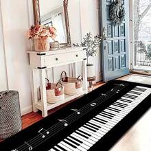 1件装钢琴键盘音乐符号长地毯，文艺音乐风格走廊地垫，音乐爱好者的家居装饰长地毯，走廊艺术地垫，家居装饰长地毯，家居装饰地毯，走廊地毯，充满艺术和历史韵味的背景地毯，长地毯，浴室地垫，床边沙发地垫，厨房地垫，可机洗室内装饰地毯，适用于浴室、浴缸、走廊、阳台、卧室、入口处。 - 彩色 - 查看 4