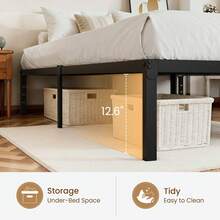 SHA CERLIN Twin/Full/Queen/King Size Bed Frame, Black, 14 In Metal Platform Bed With Heavy Duty Steel Slat Support, Under-Bed Storage Space, No Box Spring Needed, Easy Assembly, Stable Structure, 800 LB Weight Capacity - 黑色 - 查看 6