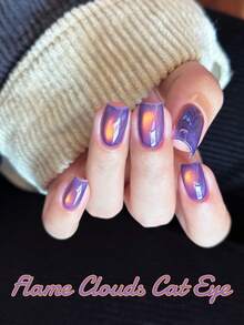 MISS SHAKA 10ml Esmalte de uñas de gel con efecto de ojo de gato, cristal de vidrio de alta densidad, color púrpura dorado, para el otoño y el invierno, para salón de uñas o uso en casa, súper brillante y blanqueador, suministros populares de arte de uñas