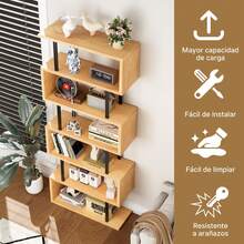 Librero Forma De S 7 Estantes Madera 70x24x188cm