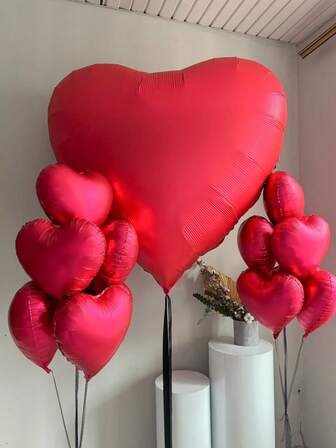 1 st extra stor matt röd hjärtformad folieballong, lämplig för födelsedagar, bröllop, alla hjärtans dag-firanden, frierier, årsdagar, bekännelser, singelfester, bröllopslokaldekor, romantisk dekoration