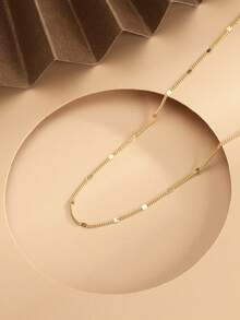 1pc S925 Sterling Silver Minimalist Solid Chain Necklace, Fashion Dainty Layering Choker Necklace, Versatile Jewelry Gift For Women, Girlfriend, Mother, Friend, Couple, Daily Wear