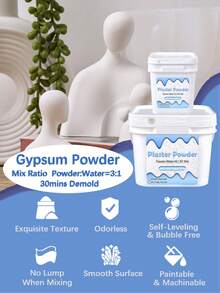 2lb/6lb/7lb Square Bucket Packing Send Spoon,907g/2720g/3175g Resin High Density Plaster Powder For DIY Sculpture Molds,Vases Making Casting Production Material Gypsum Powder In Barrel - White - View 5