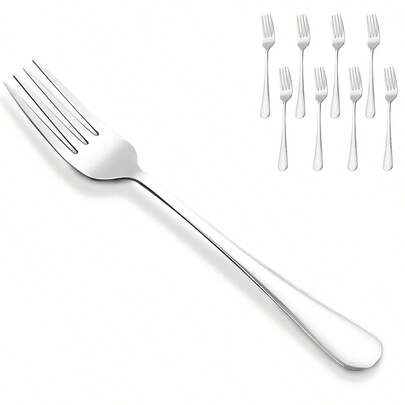 8/16/24 piezas Juego de tenedores principales, tenedores de ensalada, tenedores de postre y fruta de acero inoxidable, adecuado para el hogar, la cocina y el comedor, cocina, regalo, útiles escolares