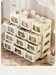 3/4/5 Tier Toy Storage Organizer For Kids - Large Capacity Toy Storage Cabinet With Drawers & Wheels, Boys Girls Toy Shelf Bookshelf With Storage For Nursery, Playroom, Bedroom (Beige) - Beige - View 11