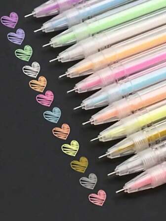 12pcs Metallic Gel Pen, Liquid Glitter Iridescent Gel Pen For Adult Coloring, Doodling, Drawing, Scrapbooking, Card Making, Illustrations, Designs, Journaling