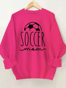 1Pc Women's Soccer Mom Graphic Sweatshirt - Black Crewneck Pullover With Soccer Ball Design, Casual S Mom Apparel Gift For Soccer Games & Practice - Machine Washable Casual Attire, Game Day Outfit, Y Design, Easy Care Clothing, Fan Gear Women's Minimalist Regular Fit Long Sleeve Sweatshirt - Casual Daily Outfits Top - 黑色 - 查看 8