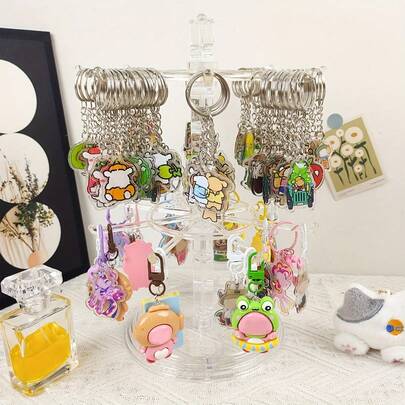 多機能 デュアル回転 取り外し可能 調整可能ジュエリーディスプレイスタンド - 透明プラスチック製 マルチフック収納ラック、ネックレス、ピアス、キーホルダーなどに適用 - 家庭やストアカウンターでの使用に適し、回転フックデザイン、フックしっかり固定、ジュエリータワー、ルームデコレーション