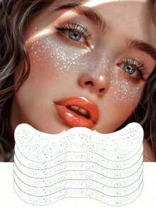 6 Sheets Glitter Freckles Silver Sparkle Freckles For Women Glitter Freckles Face Tattoo Waterproof Suitable For Dance Music Party Makeup - Bạc - Xem 1