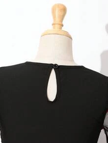 Girls Heart Mesh Overlay Dress, Suitable For Valentine's Day - Black - View 6