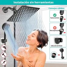 High Pressure Rain Shower Head For Bathroom, 8" Rain Shower Head, 5 Spray Modes Hand Shower, Adjustable With Holder, Leak-Proof, 1.5m Hose (Silver/Matte Black) - Matte Black - View 6