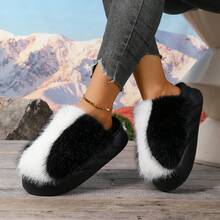Women's New Comfortable And Warm Slip-On Thermal Slippers,Fluffy Slippers - Black - View 2