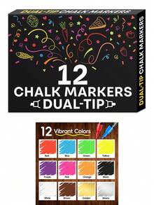 8色细头粉笔马克笔 - 可水洗，多表面适用，色彩鲜艳的艺术笔，适用于木材、玻璃等多种材质。 - 彩色 - 查看 14