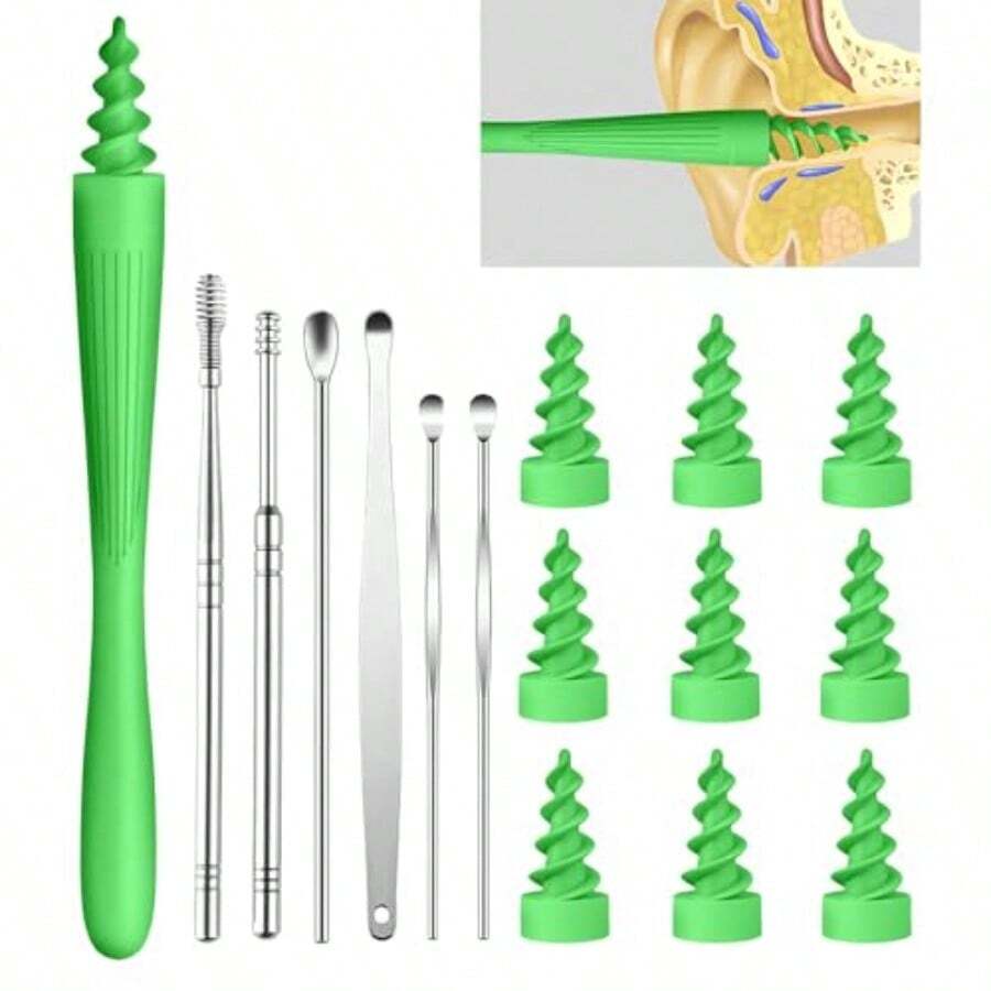 TYUI Ear Wax Removal 2025 Q-Grips Ear Wax Removal Tool Reusable And Washable Replacement Soft Silicone Tips For Cleaner Earwax Ear Wax Removal Kit Contains 7 Types Of Ear Cleaner Tools - như hình ảnh - Xem 1