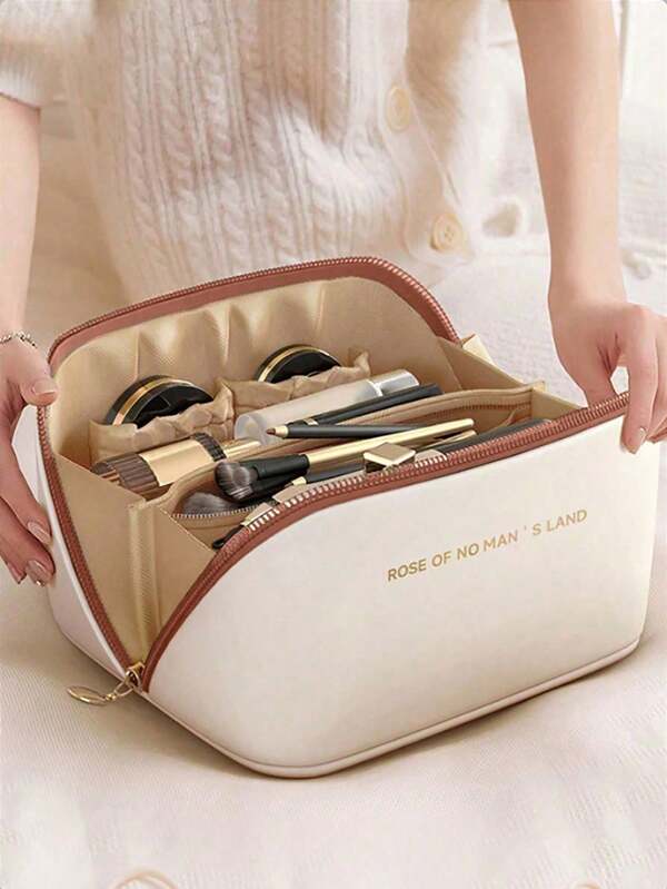 大容量双层PU皮革防水化妆包，多功能旅行收纳包，化妆包，护肤包，秋季必备，度假必备，女士包包，女士礼物，圣诞礼物，女士送礼佳品