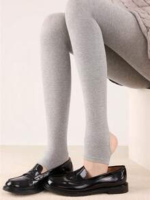 1条200克柔软磨毛薄款罗纹紧身裤，高腰显瘦保暖打底裤，女士秋冬款 - 200G-薄絨 - 查看 10