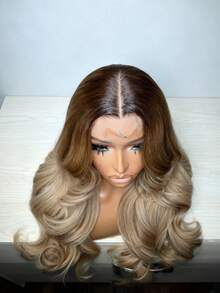 Ombre Blonde Body Wave Human Hair Wig With Dark Root Pre Plucked With Natural Hairline 180 Density 13x4 HD Transparent Lace Frontal Wig Human Hair Free Parting Ombre Blonde Water Wave Glueless Wigs For Daily Party Use - 根植與漸變 - 查看 4
