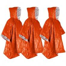 6pcs Thermal Emergency Blankets, Double-Sided Warm Rain Poncho, Heat-Insulating Survival Blankets, Reflective For High Visibility, Outdoor Camping Gear