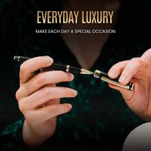 Pen By London - Stunning Black Lacquer Rollerball,  Plating, Schmidt Black Ink Refill, Roller B... - Black - View 5