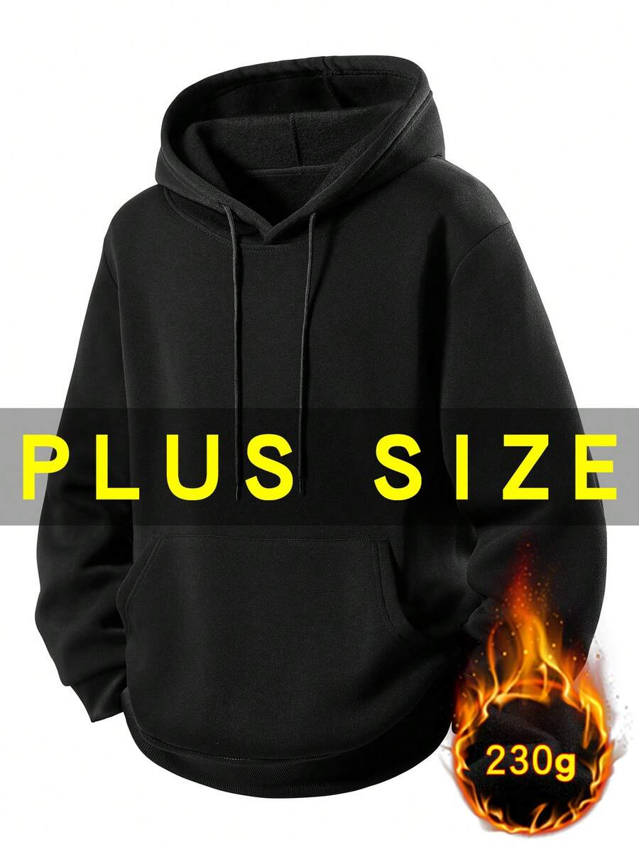 Autumn/Winter Men's Plus Size Fleece Hooded Sweatshirt, Loose Fit, BF Style Lazy Ins Style Warm Jacket Top Sports