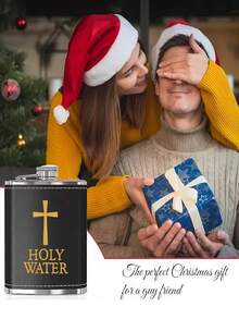 Petaca personalizada de acero inoxidable, recipiente de bolsillo para whisky personalizado, con diseño de agua bendita cristiana, adecuado para celebraciones religiosas, regalo único para hombres, amigos, colegas y hermanos - Multicolor - Ver 5