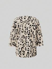 KeKe Bloomly Women's Fashionable Leopard Print Loose Fit Blouse, Versatile For Commuting, Dating, Party, Beach, Vacation - Black and White - View 2