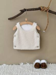 Baby Girls Casual Thermal Lined Thick Vest, Apricot Color, For Autumn/Winter - Apricot - View 5